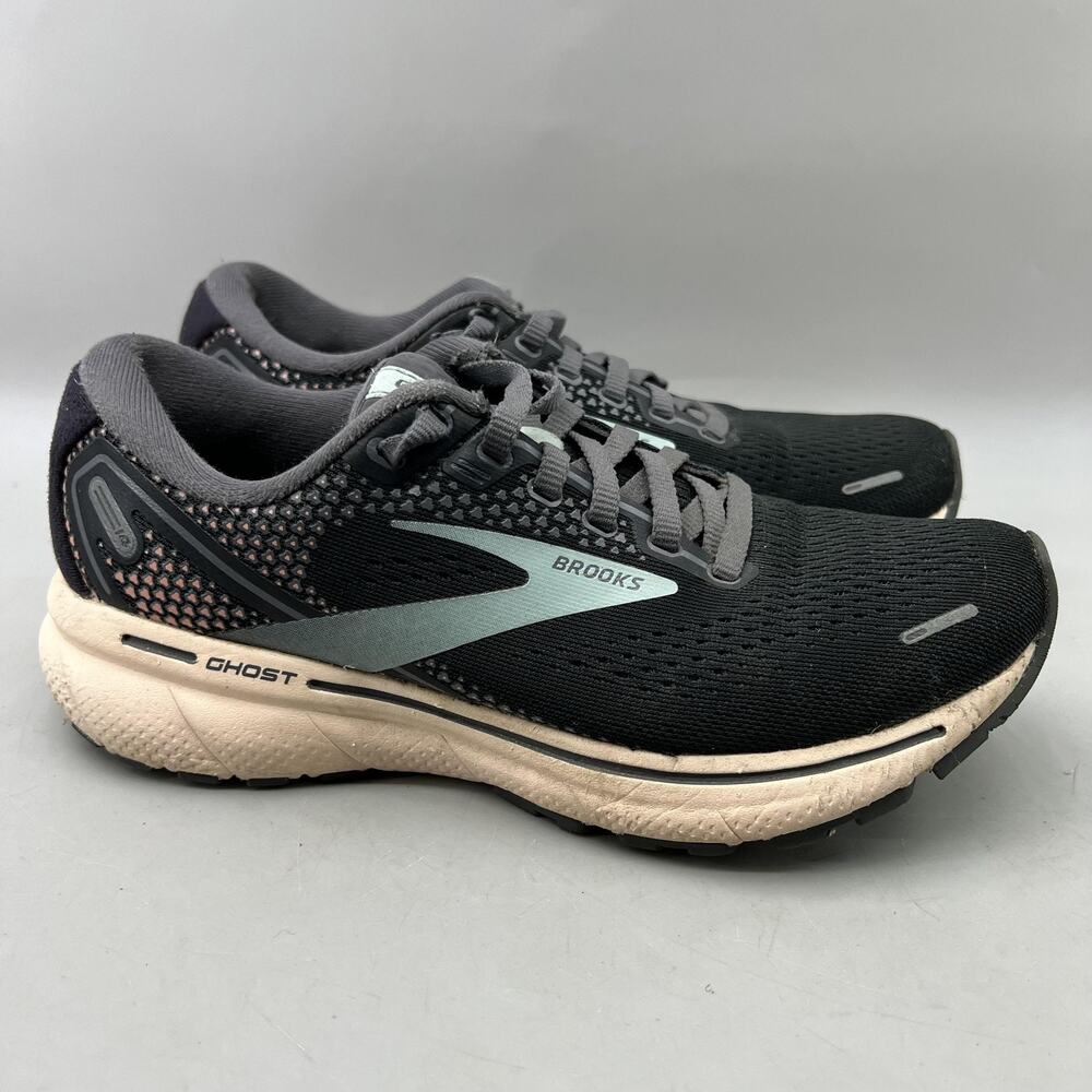 Brooks Ghost 14 Running Shoes Women Size 6 B Black Mesh Comfort Cushion Sneakers